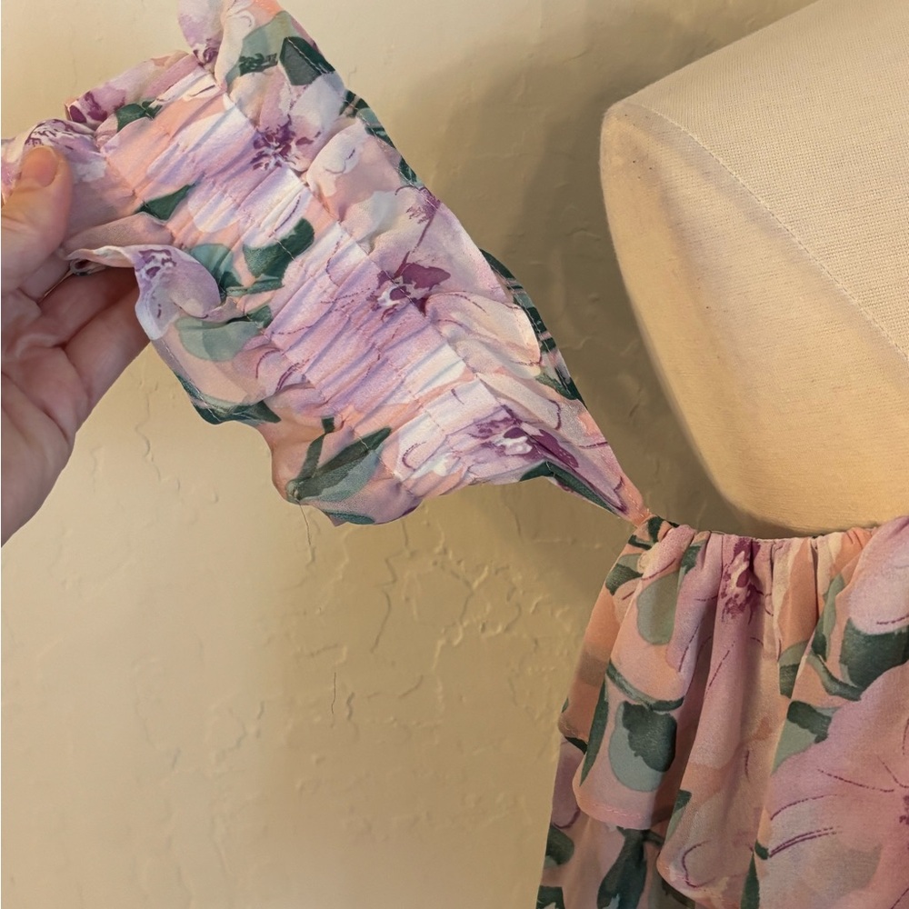 Lulu's Pink Floral Off-Shoulder Maxi Dress - Picture 7 of 12